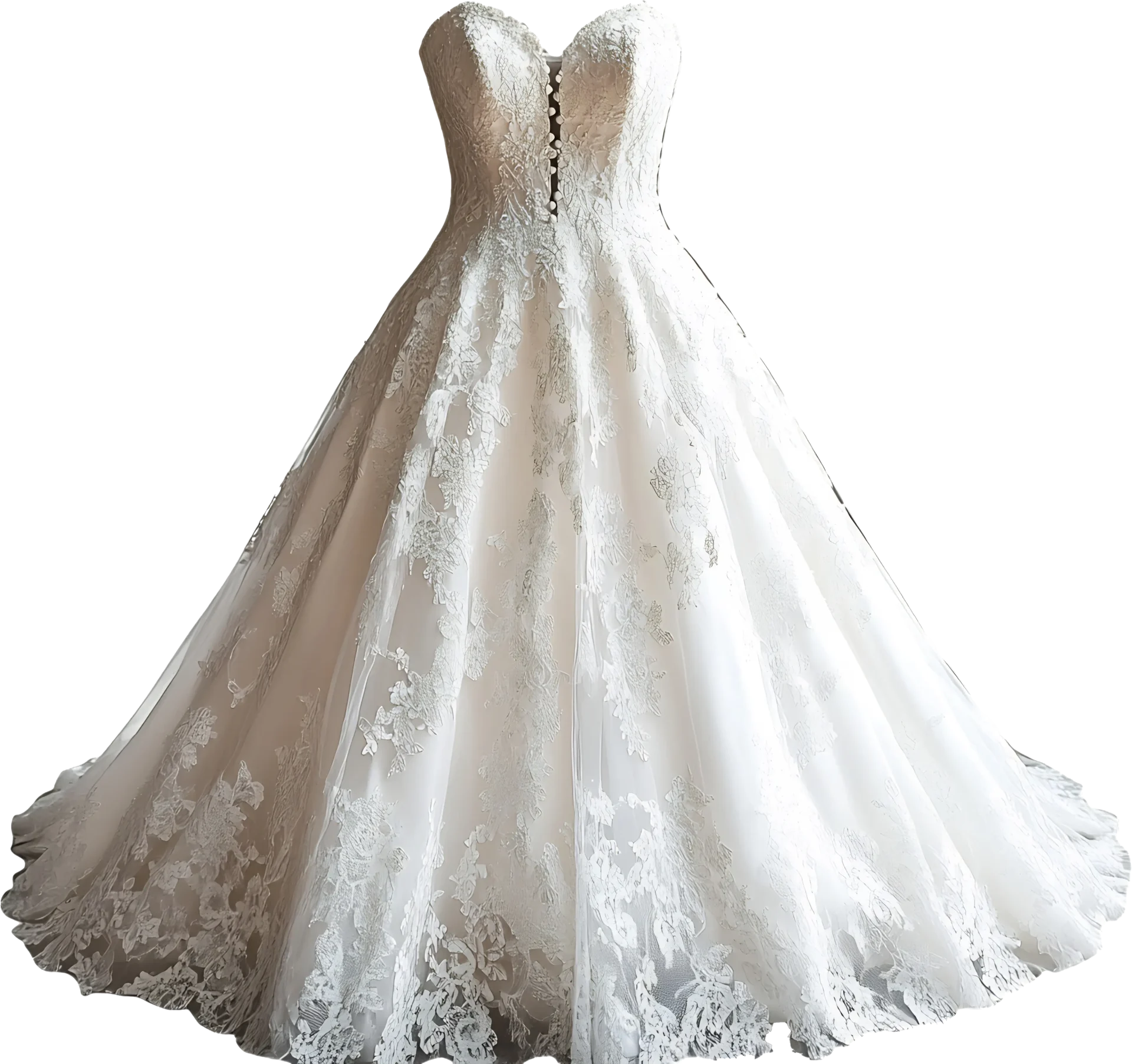Elegant lace wedding gown with train